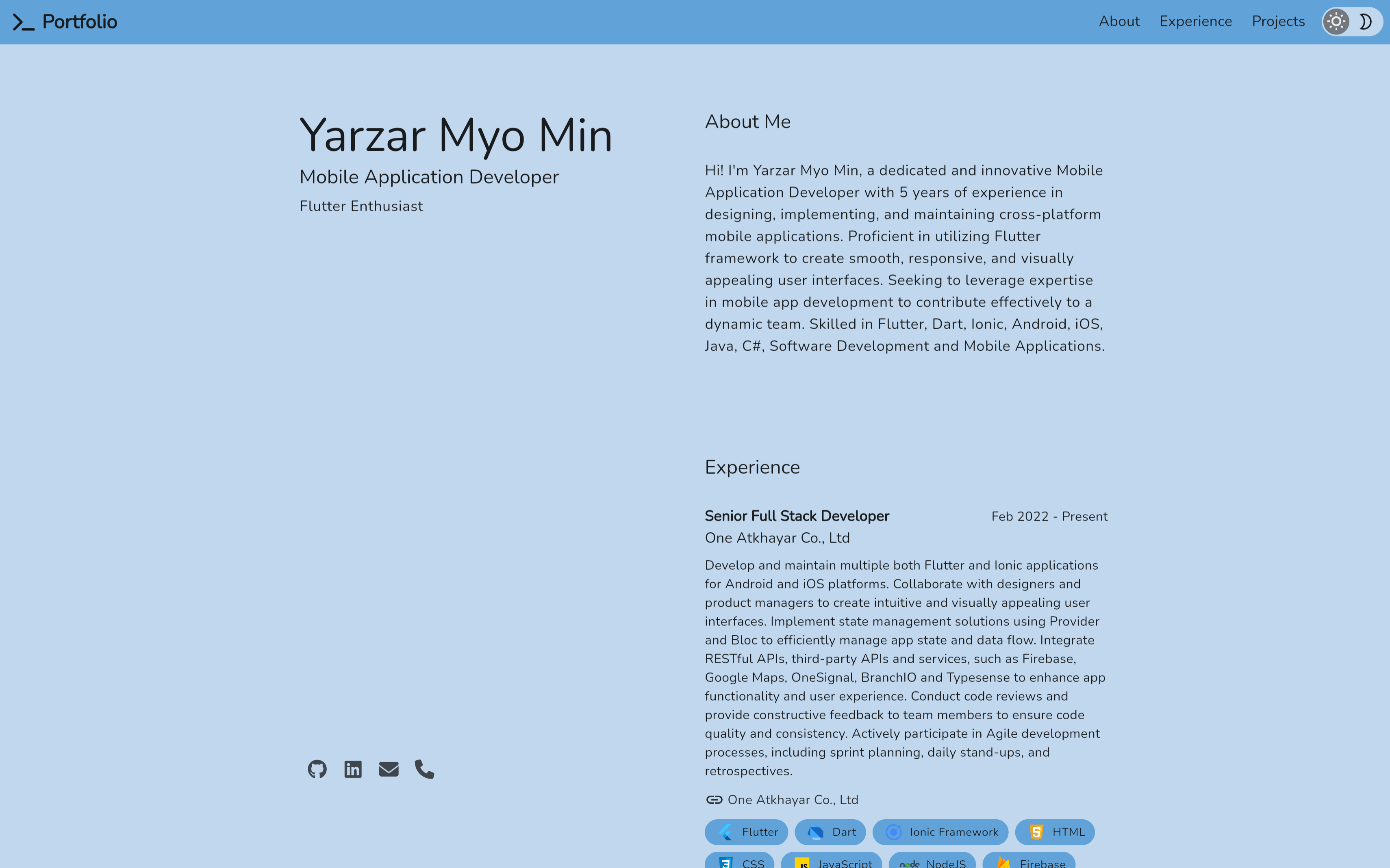 Personal Portfolio screenshot